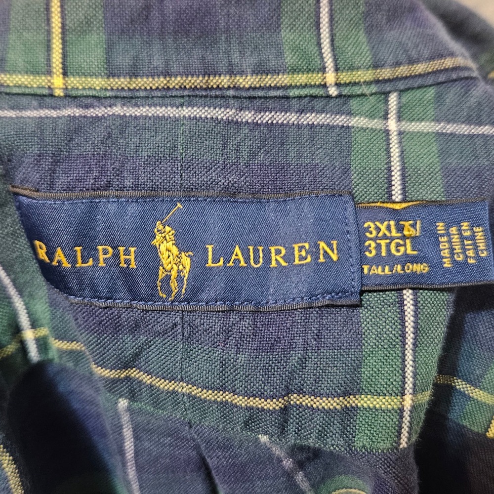 Ralph Lauren Shirt Mens 3XLT Blue Green Classic Fit Long Sleeve Pony 3XL Tall - Picture 3 of 9
